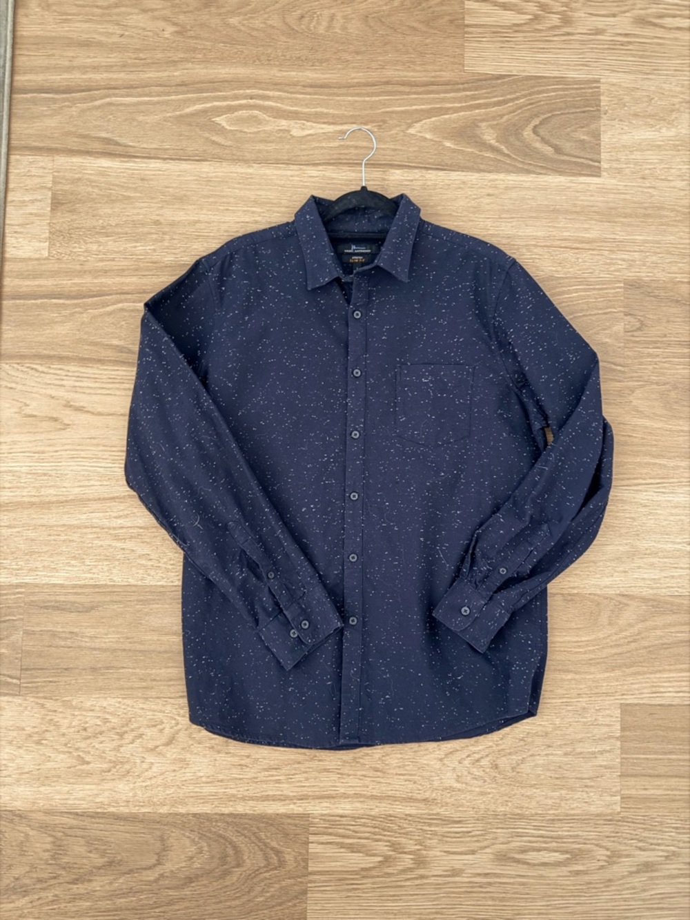 Marc Anthony Navy Speckled Long-Sleeve Button-Up 👔